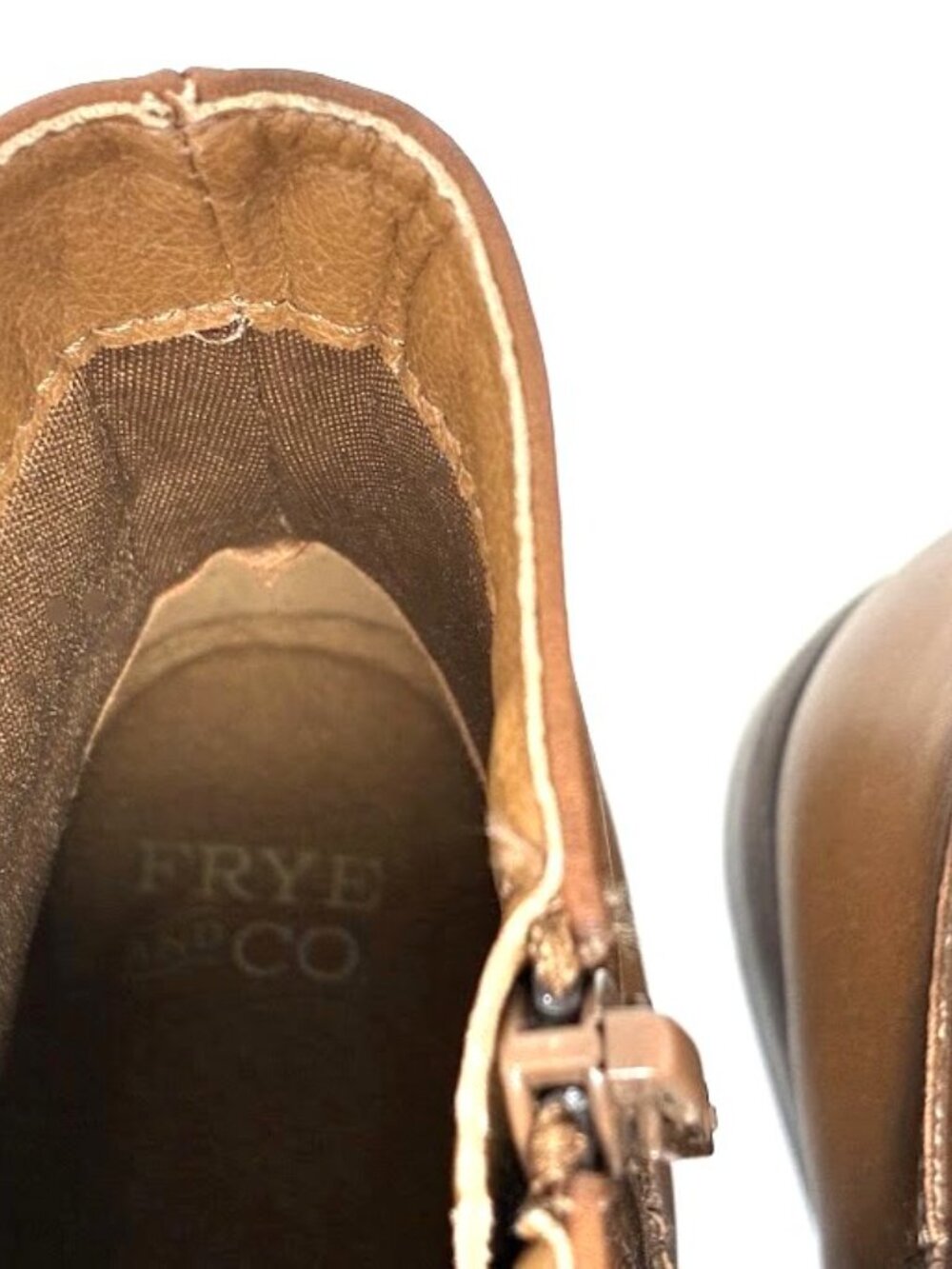 FRYE AND CO. Cormac Brown Faux Leather Ankle Boots Women’s 7M Buckle Zip Short - Picture 3 of 10